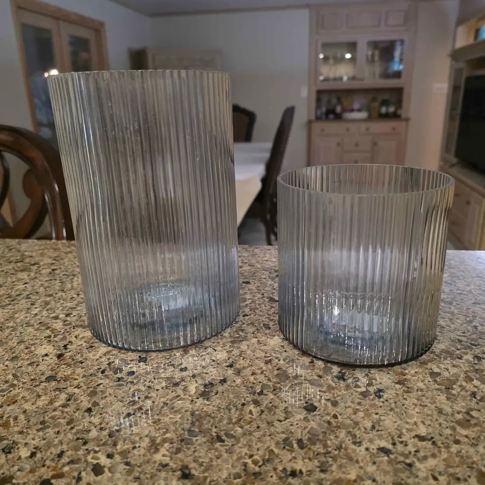 Boutique 9 Ribbed Glass Vase Set - Clear